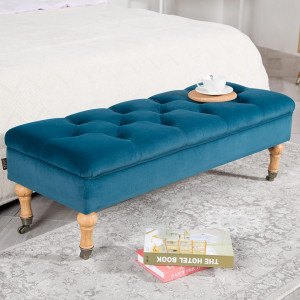 BAT201 - Bancuta 110 cm, divan, bancheta, banca living, dormitor, hol, lada depozitare - Turcoaz