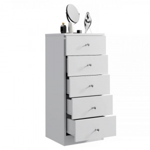 COA506 - Comoda 40 cm, cu 5 sertare pentru make-up - Alb