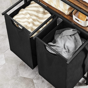CORI3 - Cos de rufe, 73 cm, stil industrial, textil - Maro - Negru