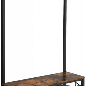 CUII205 - Cuier industrial 80 cm, 5 agatatori haine, chei, hol, rafturi pantofi, pantofar - Maro