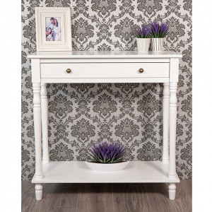 MAA213 - Masa toaleta, 80 cm, consola cosmetica machiaj masuta vanity make-up cu raft pentru hol - Alb