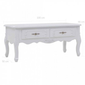 MAA33 - Masa, masuta de cafea 100 cm, cu 2 sertare, pentru living - Alb