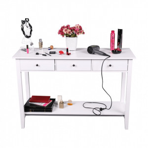 MAA603 - Masa toaleta, 120 cm, consola cosmetica machiaj masuta vanity make-up cu raft pentru hol - Alb