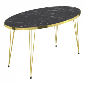 MCAU6 - Masuta de cafea ovala, 90 cm - Auriu-Negru