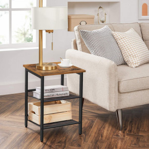NOI14 - Set de 2 Noptiere 40x40x50 cm, masute laterale pentru dormitor sau living, stil industrial - Maro