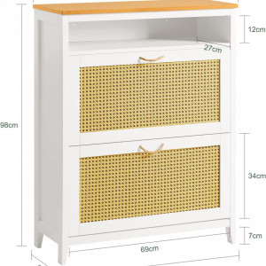 PANA6 - Pantofar 75 cm, pantofare, depozitare pantofi, mobilier hol - Alb-Maro