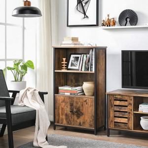RAI39 - Rafturi, vitrina, etajera 60x32x104 cm, pentru birou, living, hol, dormitor, bucatarie, stil industrial - Maro