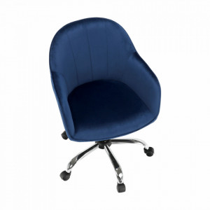 SCA606 - Fotoliu birou cu roti, scaun tapitat, scaun masuta toaleta, machiaj - Albastru-Argintiu