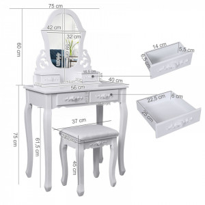 SEA110 - Set Masa alba toaleta cosmetica machiaj oglinda masuta