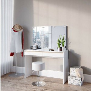 SEA264 - Set Masa alba toaleta 120 cm cosmetica machiaj, oglinda cu LED, masuta vanity