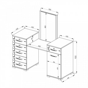 SEA265 - Set Masa alba toaleta 140 cm cosmetica machiaj, oglinda cu LED la alegere, masuta vanity