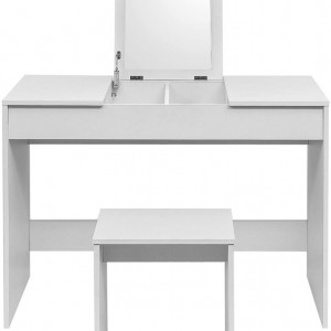 SEA280 - Set Masa alba toaleta, 100 cm, cosmetica machiaj oglinda pliabila masuta vanity, scaunel, taburet