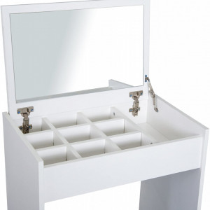 SEA292 - Set Masa toaleta, 60 cm, cosmetica machiaj, oglinda rabatabila , masuta vanity, comoda make-up, scaun tapitat - Alb