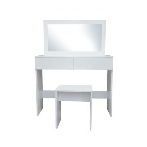 SEA604 - Set Masa toaleta, 100 cm, consola cosmetica machiaj masuta vanity make-up cu oglinda si scaun - Alb
