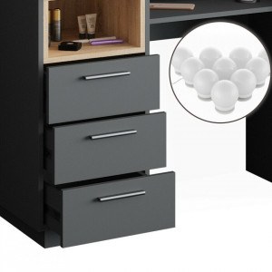 SEG204 - Set Masa toaleta, 100 cm, moderna cosmetica machiaj oglinda, masuta vanity cu sau fara LED- Antracit