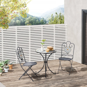 SEGG2 - Set Masa si 2 scaune pliante Mozaic gradina, terasa, balcon - Gri