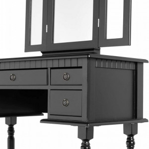 SEN124 - Set Masa toaleta cosmetica 85 cm machiaj masuta vanity, oglinda make-up, cosmetica cu scaun tapitat - Negru