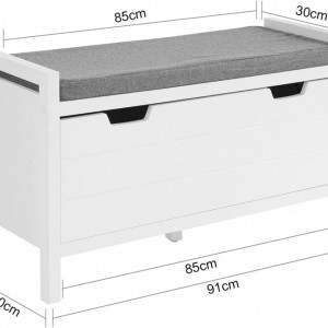 BAA20 - Banca 91 cm pentru Hol, pantofi, depozitare - Alba