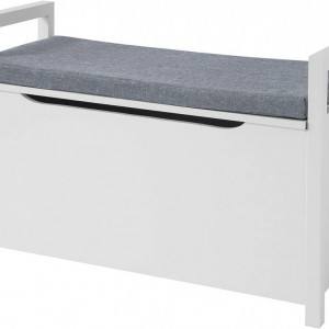 BAA23 - Banca 86 cm pentru Hol, pantofi, depozitare - Alba