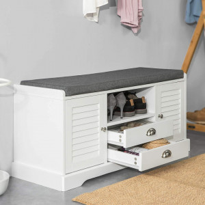 BAA26 - Banca 105 cm pentru Hol, pantofi, depozitare - Alba