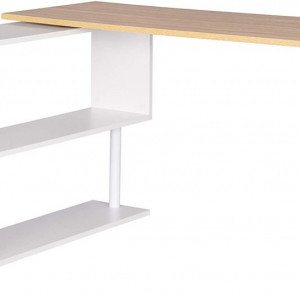 BII206 - Masa de Birou pe colt 120 cm, cu blat rotativ 360 grade, office industrial - Negru-Ruginiu sau Alb
