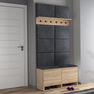 CUI507 - Cuier 100x37x213 cm - 6 agatatori haine, hol, pantofar - Sonoma