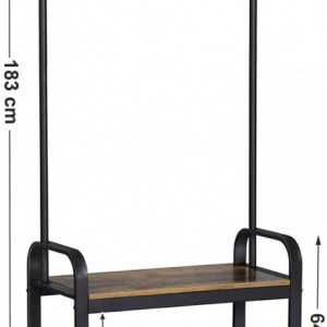 CUII203 - Cuier industrial 72 cm, 9 agatatori haine, chei, hol, rafturi pantofi, pantofar - Maro sau Gri