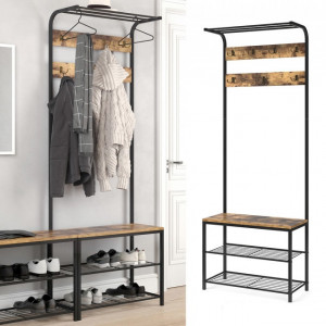 CUII207 - Cuier industrial 70 cm, pentru haine, chei, hol, rafturi pantofi, pantofar - Maro