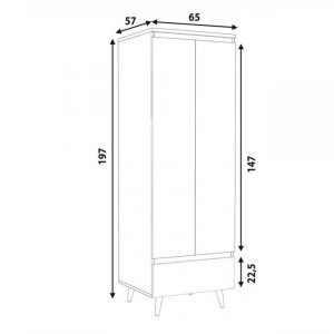 DUA502 - Dulap 65 cm pentru birou, sifonier dormitor cu 2 usi - Alb-Maro, Colectia LIAM