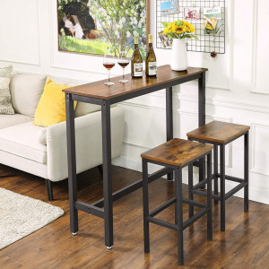 MABI3 - Masa bar, masuta inalta living, bucatarie, 120 cm - Maro, stil Industrial