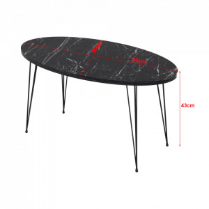 MCN3 - Masuta de cafea ovala, 90 cm - Negru