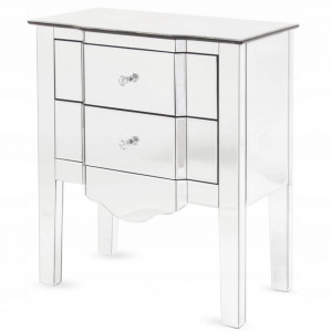 NOOG510 - Noptiera oglinda 60 cm, cu 2 sertare, dormitor - Oglinda - Argintiu