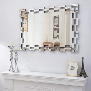 OGG12 - Oglinda 90x60 cm, pentru perete ornamentala dormitor, living - Argintie