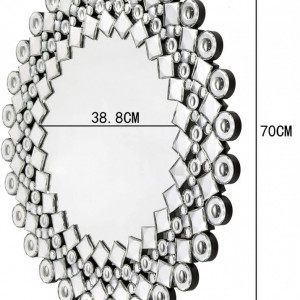 OGG6 - Oglinda rotunda 70 cm, pentru perete ornamentala dormitor, living - Argintie