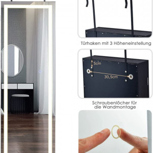 OGN12 - Oglinda caseta de bijuterii cu lumini, dulap, dulapior dormitor, dressing - Negru