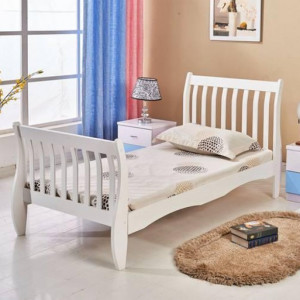 PAA103 - Pat alb sau maro pentru o persoana, dormitor - pentru saltea de 90 x 190 cm