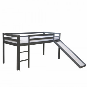 PAAC213 - Pat cu tobogan, 90x200 cm, pentru 1copil, cu somiera - Gri