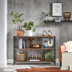 RAI27 - Rafturi 120x33x80 cm, pentru birou, living, hol, dormitor, stil industrial - Maro