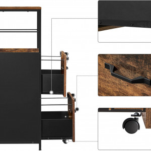 RAI34 - Rafturi, etajera 41x40.2x107.9 cm, pentru birou, living, hol, dormitor, stil industrial - Maro