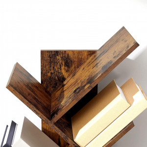 RAI37 - Rafturi, etajera 50x25x141 cm, bibioteca pentru birou, living, hol, dormitor, stil industrial - Maro