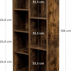 RAI43 - Rafturi, etajera 50x24x106 cm, pentru birou, living, hol, dormitor, bucatarie, camera copii, stil industrial - Maro