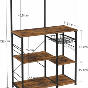 RAI8 - Rafturi 90 cm, pentru birou, bucatarie, stil industrial - Maro