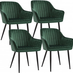 SCV4 - Set 4x Scaune, fotolii tapitate pentru living, bucatarie, masuta toaleta - Verde