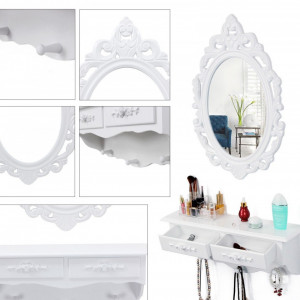 SEA216 - Set oglinda, raft si scaun toaleta cosmetica machiaj, vanity