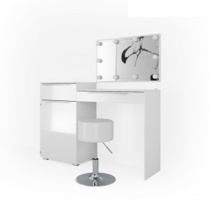 SEA258 - Set Masa alba toaleta cosmetica machiaj, oglinda cu LED, masuta vanity
