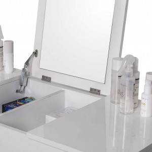 SEA280 - Set Masa alba toaleta, 100 cm, cosmetica machiaj oglinda pliabila masuta vanity, scaunel, taburet