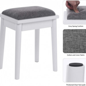 SEA379 - Set Masa toaleta, 80 cm, cosmetica machiaj cu oglinda si scaun, masuta vanity - Alb