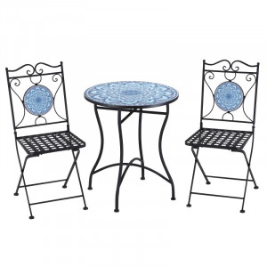 SEGAL3 - Set Masa si scaune pliante Mozaic gradina, terasa, balcon - Albastru