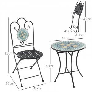 SEGV2 - Set Masa si scaune pliante gradina, terasa, balcon - Negru-Verde