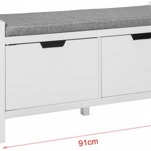 BAA14 - Banca 91 cm, bancuta pentru Hol, depozitare pantofi - Alba